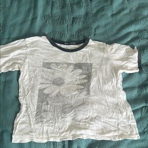 Brandy Melville White and Black Short Sleeve Tees